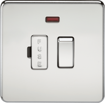Knightsbridge Screwless Polished Chrome 13A Switched Fused Spur Unit with Neon