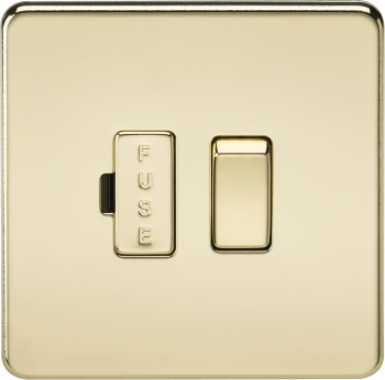 Knightsbrigde Screwless Polished Brass 13A Switched Fused Spur Unit
