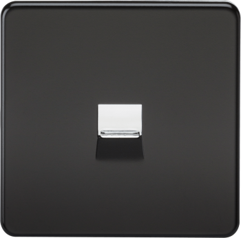 Kniightsbridge Screwless Matt Black Telephone Extension Socket