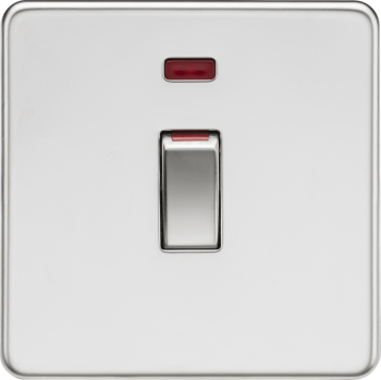 Knightsbridge Screwless Polished Chrome 45A DP Switch with Neon (1G size)