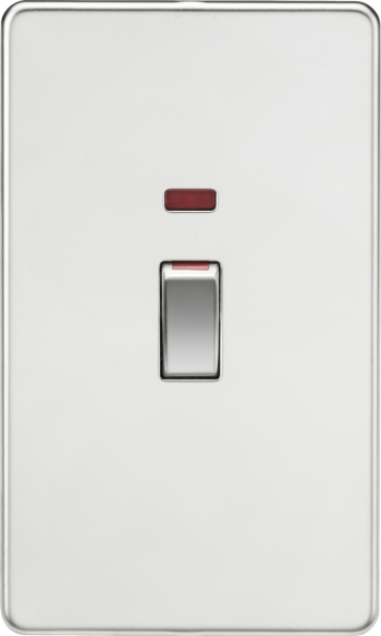 Knightsbridge Screwless Polished Chrome 45A DP Switch with Neon (2G size)