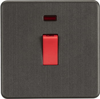 Knightsbridge Screwless Smoked Bronze 45A 1 Gang DP Switch with Neon