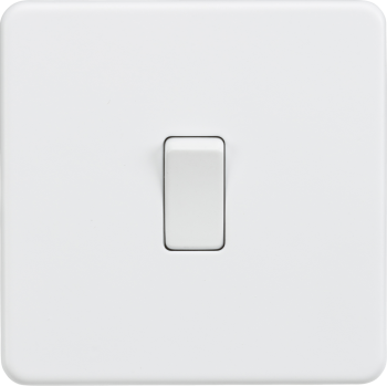 Knightsbridge Screwless Matt White 20A 1 Gang DP Switch