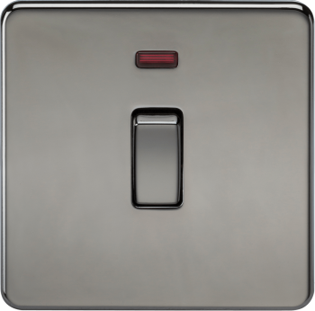 Knightsbridge Screwless Black Nickel 20A 1G DP Switch with Neon