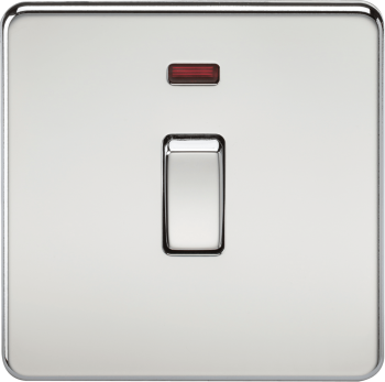 Knightsbridge Screwless Polished Chrome 20A 1 Gang DP Switch with Neon