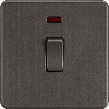 Knightsbridge Screwless Smoked Bronze 20A 1 Gang DP Switch with Neon