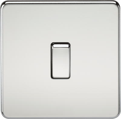 Knightsbridge Screwless Polished Chrome 20A 1 Gang DP Switch