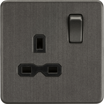 Knightsbridge Screwless Smoked Bronze 13A 1 Gang DP Switched Socket
