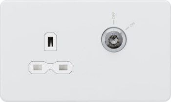 13A DP Key Lockable Socket (2G Plate) - Matt White with White Insert
