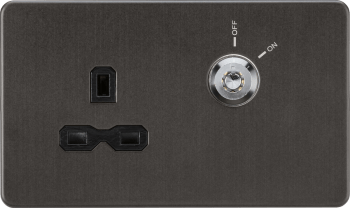 13A DP Key Lockable Socket (2G Plate) - Smoked Bronze with Black Insert