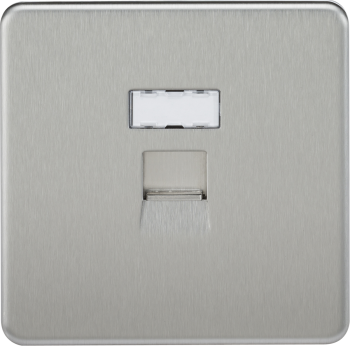 Knightsbridge Screwless Brushed Chrome RJ45 Network Outlet