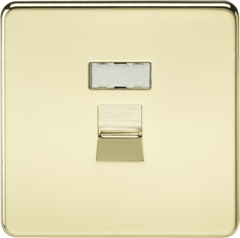 Knightsbridge Screwless Polished Brass RJ45 Network Outlet