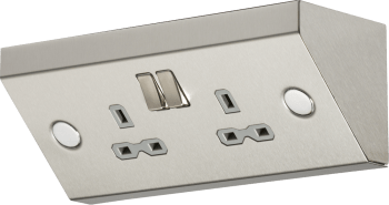 13A 2G Mounting DP Switched Socket - Stainless Steel with grey insert