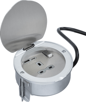 Recessed 13A 1G Socket with Dual USB A+C [5V DC 4.0A shared] - Stainless Steel