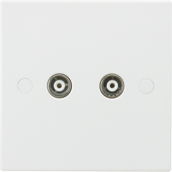 Knightsbridge White Square Edge Twin Coax TV Outlet (non-isolated)