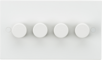 Knightsbridge White Square Edge 4 Gang Dimmer Switch