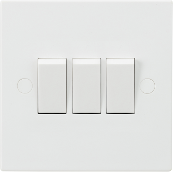 Knightsbridge White Square Edge 10AX 3 Gang 2-Way Light Switch