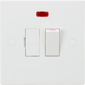 Knightsbridge White Square Edge 13A Switched Fused Spur Unit with Neon