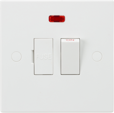 Knightsbridge White Square Edge 13A Switched Fused Spur Unit with Neon