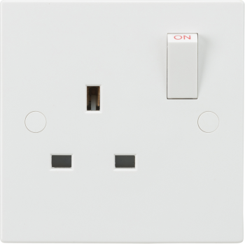 Knightsbridge White Square Edge 13A 1 Gang DP Switched Socket