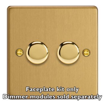 Varilight Essential Brushed Brass 2-Gang Matrix Kit For Rotary Dimmers