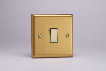 Varilight Classic Brushed Brass 1-Gang 20A Double Pole Rocker Switch