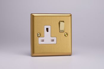 Varilight Classic Brushed Brass 1-Gang 13A Double Pole Switched Socket
