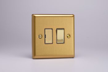 Varilight Classic Brushed Brass 13A Switched Fused Spur with Metal Inserts
