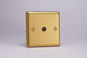 Varilight Classic Brushed Brass 1-Gang TV Socket, Co-Axial