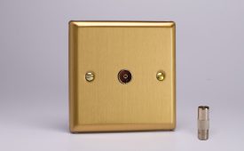 Varilight Classic Brushed Brass 1-Gang TV Socket, F-Type Satellite