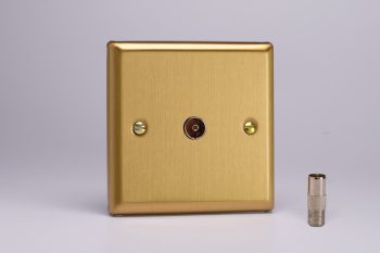 Varilight Classic Brushed Brass 1-Gang TV Socket, F-Type Satellite