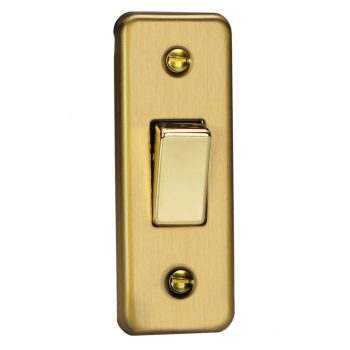 Varilight Classic Brushed Brass 1-Gang 10A 1- or 2-Way Rocker Architrave Switch