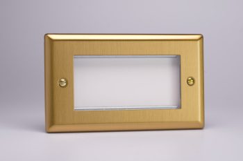Varilight Classic Brushed Brass DataGrid Twin Plate (4 Grid Spaces)