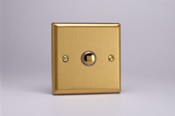 Varilight Classic Brushed Brass 1-Gang 6A 1- or 2-Way Push-On/Off Impulse Switch