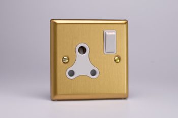 Varilight Classic Brushed Brass 1-Gang 15A Round Pin Socket