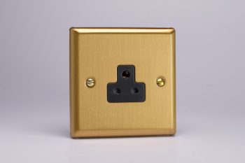 Varilight Classic Brushed Brass 1-Gang 2A Round Pin Socket