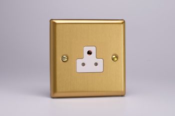 Varilight Classic Brushed Brass 1-Gang 2A Round Pin Socket