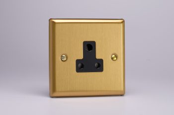 Varilight Classic Brushed Brass 1-Gang 5A Round Pin Socket