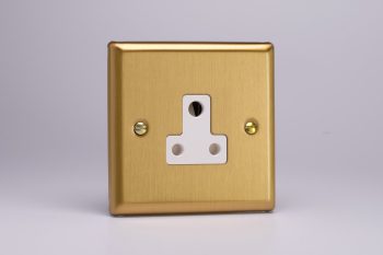 Varilight Classic Brushed Brass 1-Gang 5A Round Pin Socket
