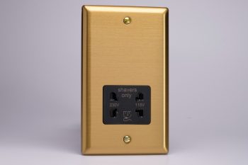Varilight Classic Brushed Brass Dual Voltage Shaver Socket 230V/115V