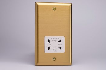 Varilight Classic Brushed Brass Dual Voltage Shaver Socket 230V/115V