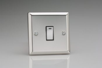 Varilight Classic Mirror Chrome 1-Gang 20A Double Pole Rocker Switch + Neon Indicator Light