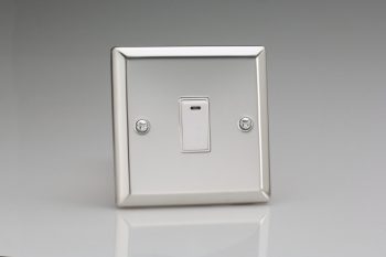 Varilight Classic Mirror Chrome 1-Gang 20A Double Pole Rocker Switch + Neon Indicator Light