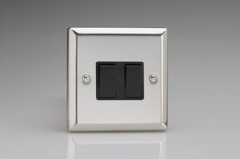 Varilight Classic Mirror Chrome 2-Gang 10A 1- or 2-Way Rocker Switch