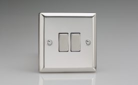 Varilight Classic Mirror Chrome 2-Gang 10A 1-or 2-Way Rocker Switch