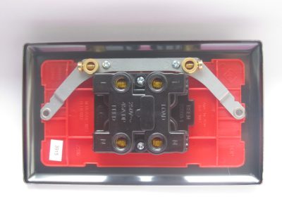 Varilight Classic Mirror Chrome 45A Cooker Switch + Neon (Vertical Twin Plate, Red Rocker) - Image 2