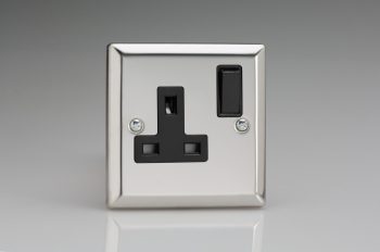 Varilight Classic Mirror Chrome 1-Gang 13A Double Pole Switched Socket