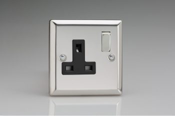 Varilight Classic Mirror Chrome 1-Gang 13A Double Pole Switched Socket