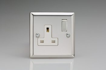 Varilight Classic Mirror Chrome 1-Gang 13A Double Pole Switched Socket