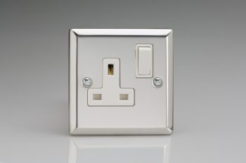 Varilight Classic Mirror Chrome 1-Gang 13A Double Pole Switched Socket